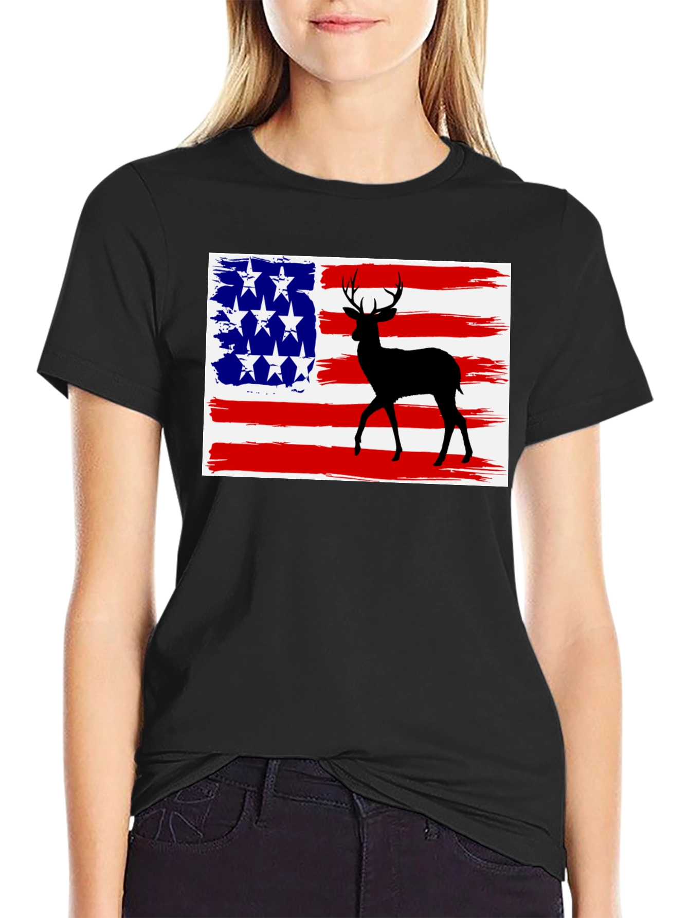Deer American Flag Graphic Tee