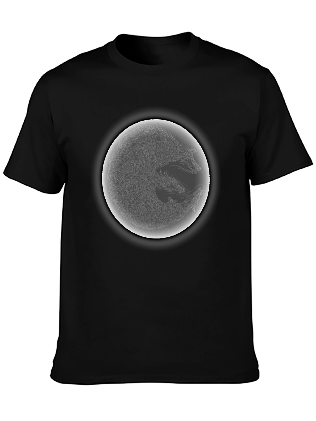 Yin Yang Wolf Graphic Black T-Shirt