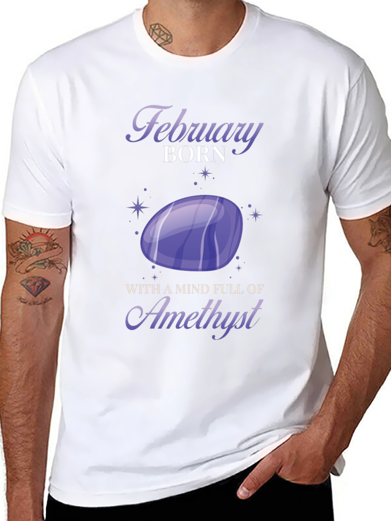 February Born Amethyst Graphic T-Shirt