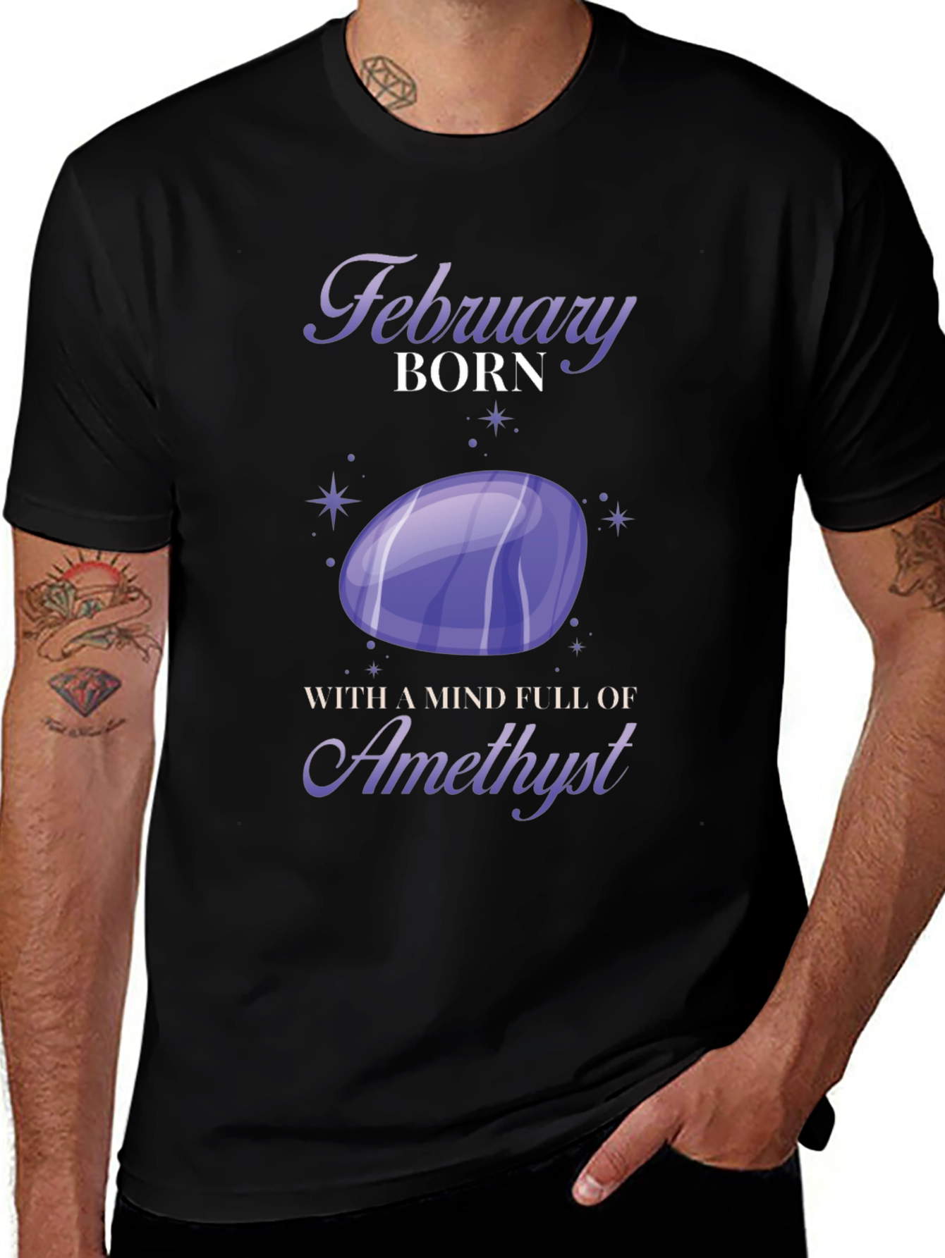 February Born Amethyst Graphic T-Shirt