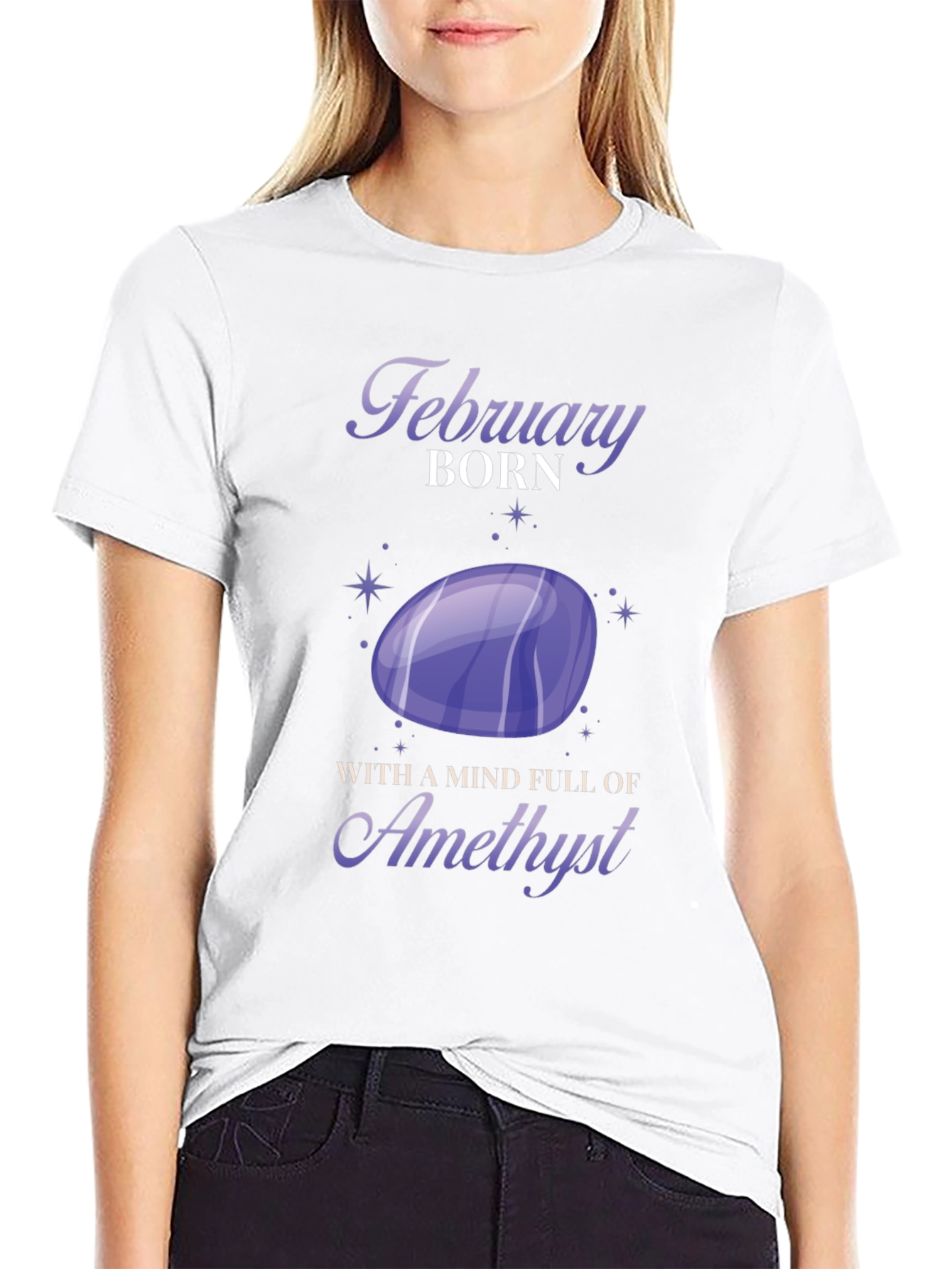February Born Amethyst Graphic T-Shirt