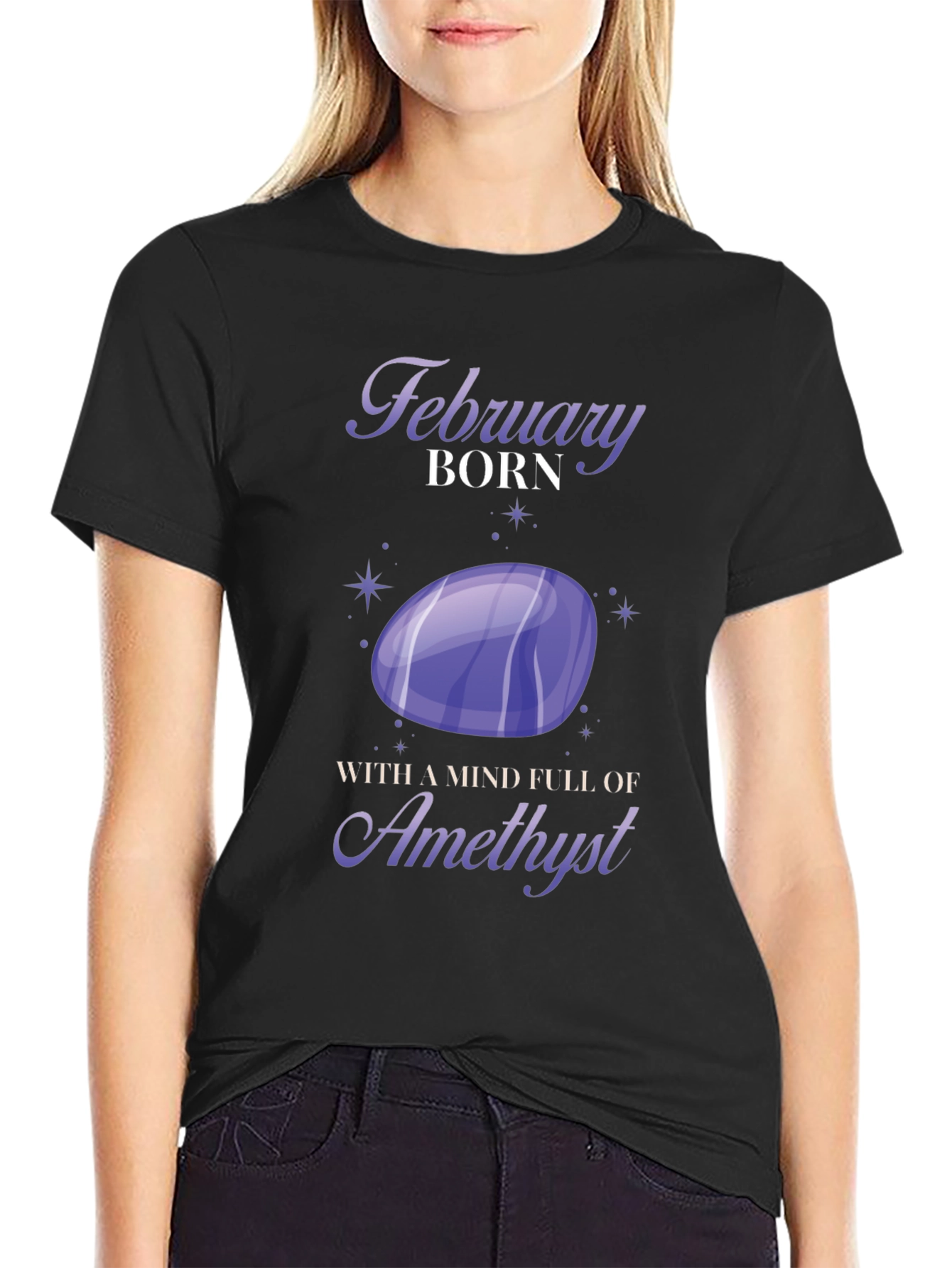 February Born Amethyst Graphic T-Shirt