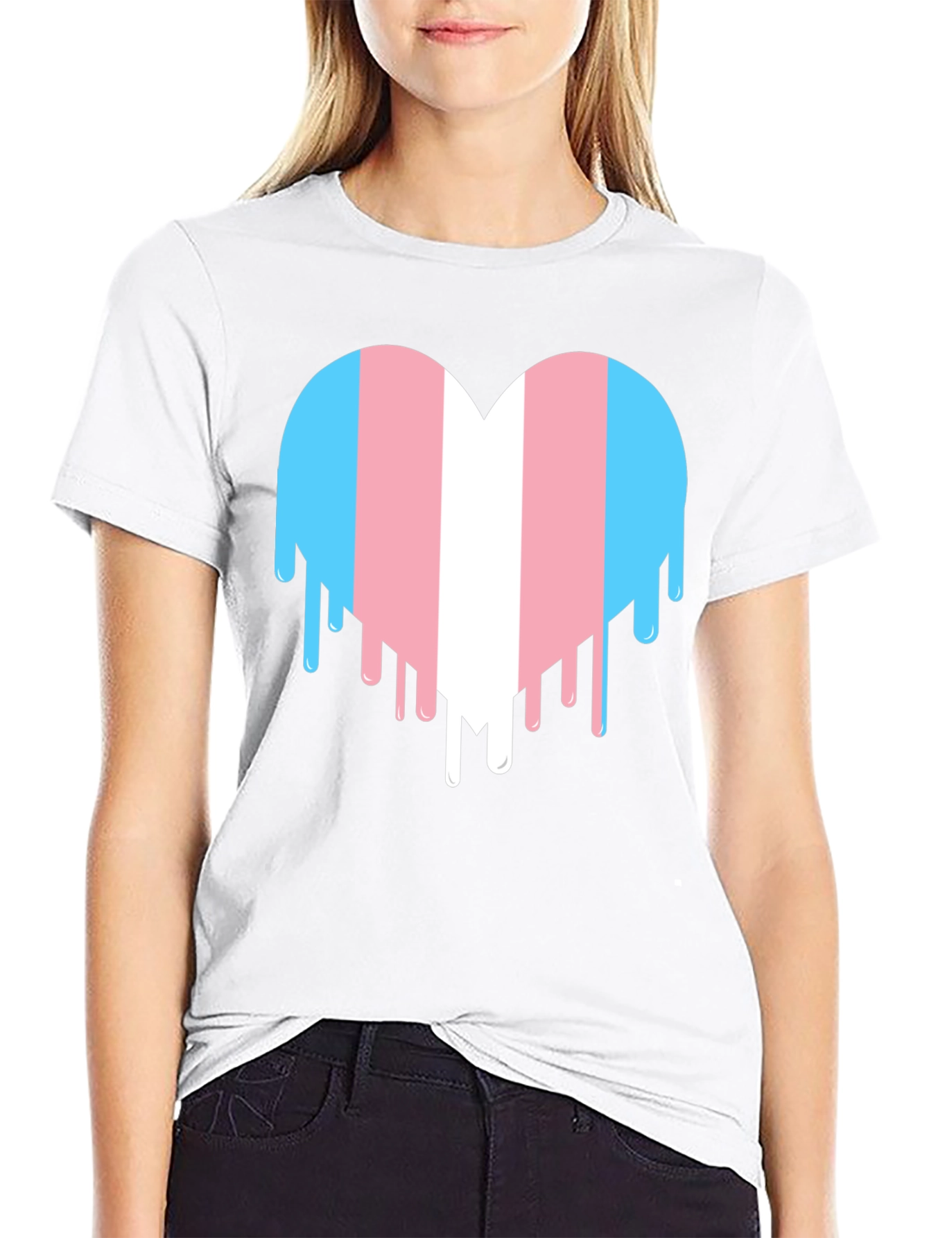 Transgender Pride Heart Drip Graphic T-Shirt