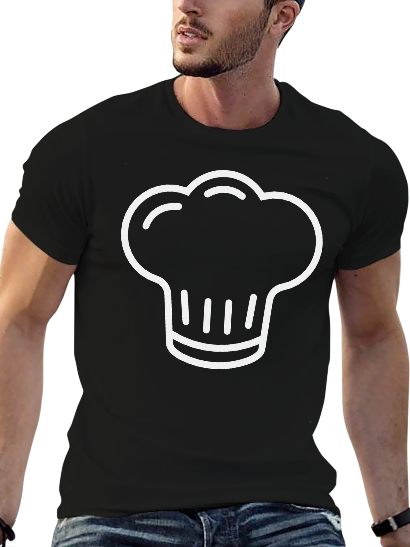 Chef Hat Graphic Tee - Black Cotton T-Shirt