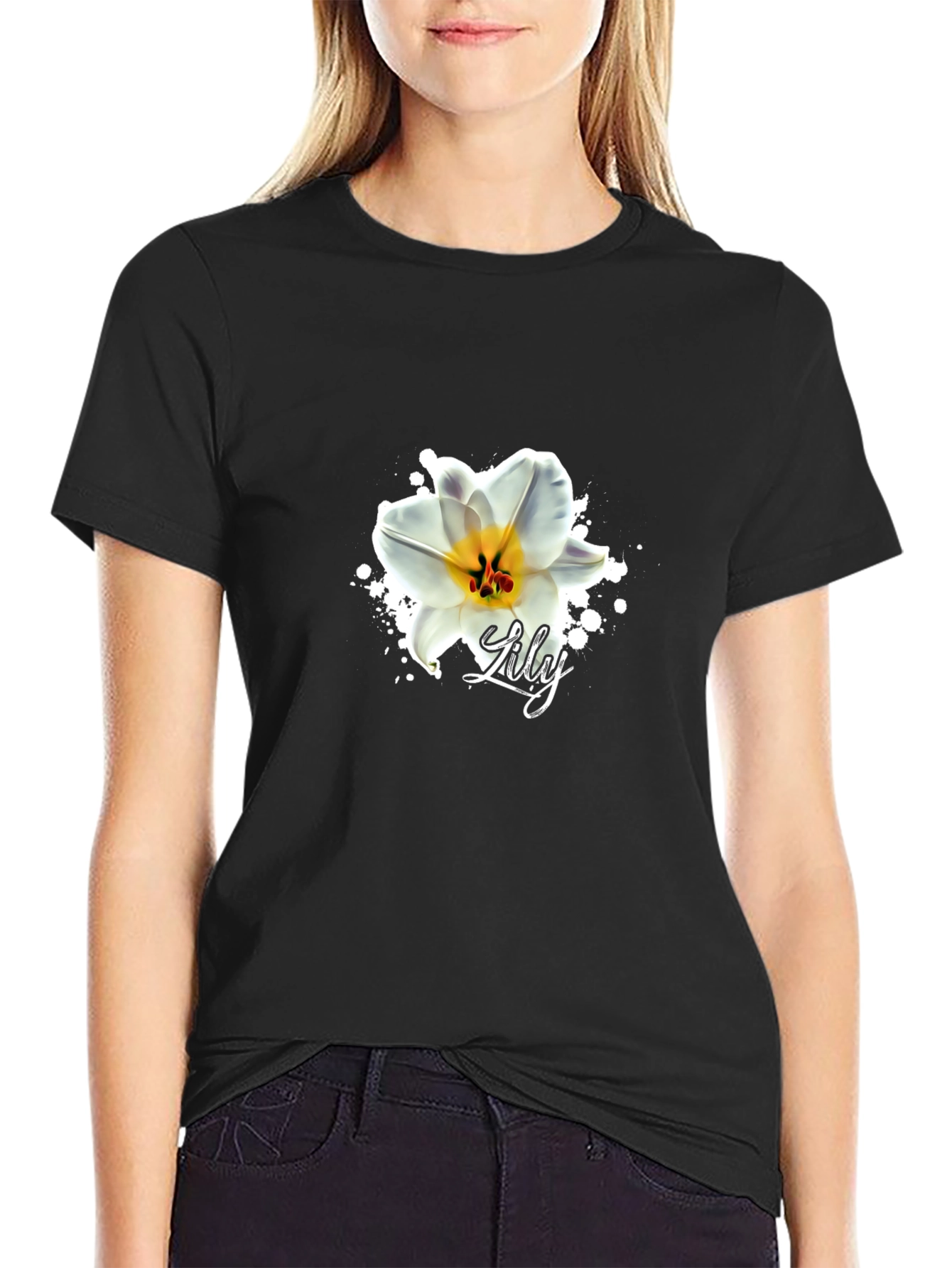 Lily Flower Graphic Print T-Shirt