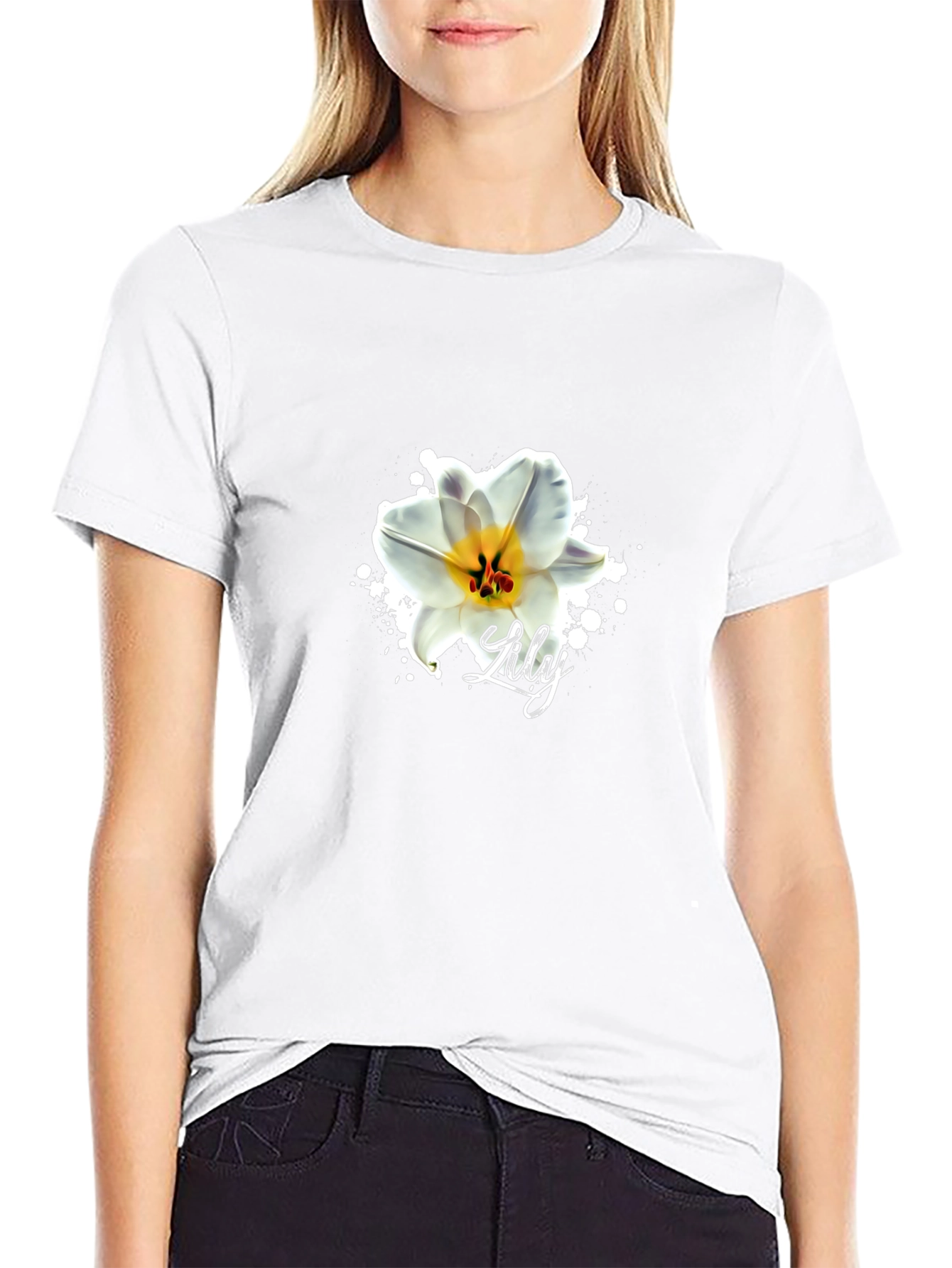 Lily Flower Graphic Print T-Shirt