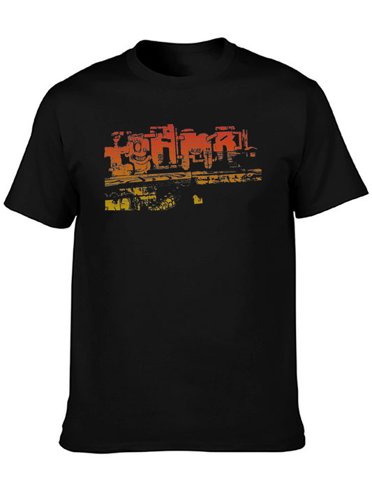 Graffiti Brick Wall Graphic T-Shirt - Black