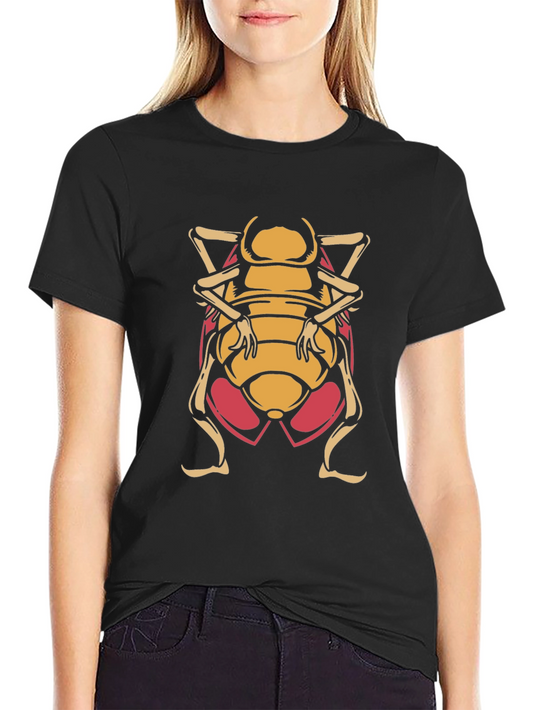 Black T-Shirt with Cartoon Beetle Graphic