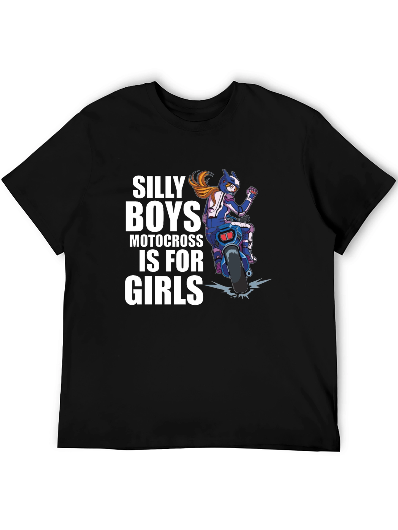 Silly Boys Motocross is for Girls Black T-Shirt