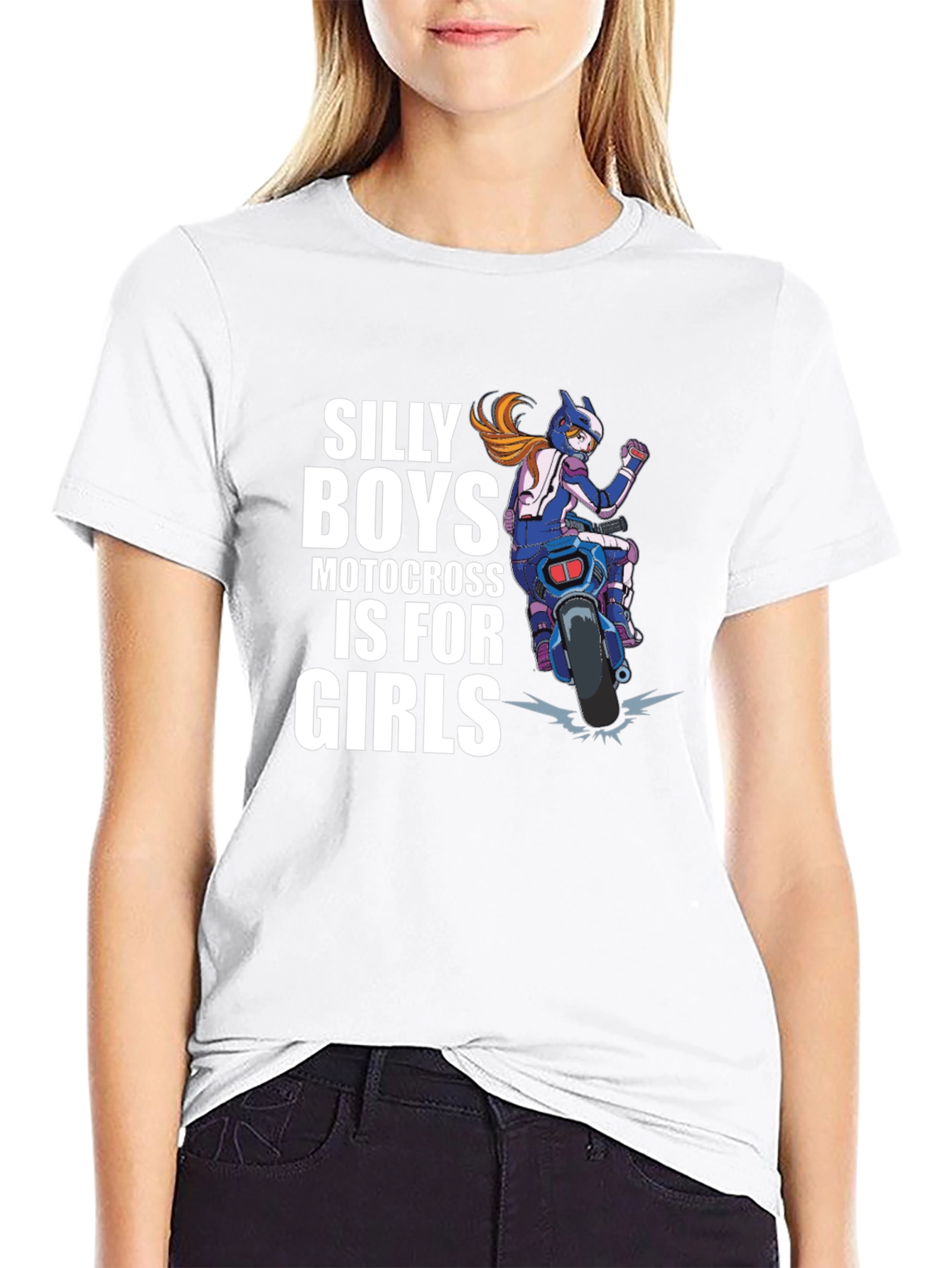 Silly Boys Motocross is for Girls Black T-Shirt