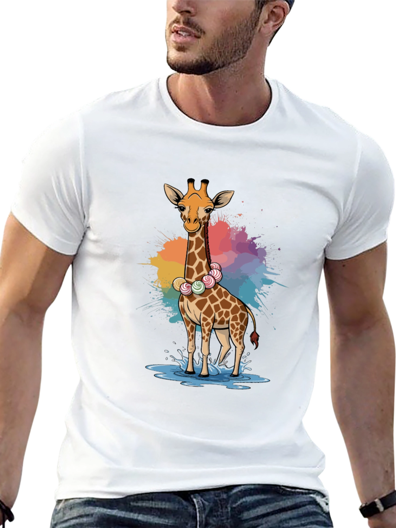 Giraffe Candy Lei T-Shirt - Fun Animal Tee