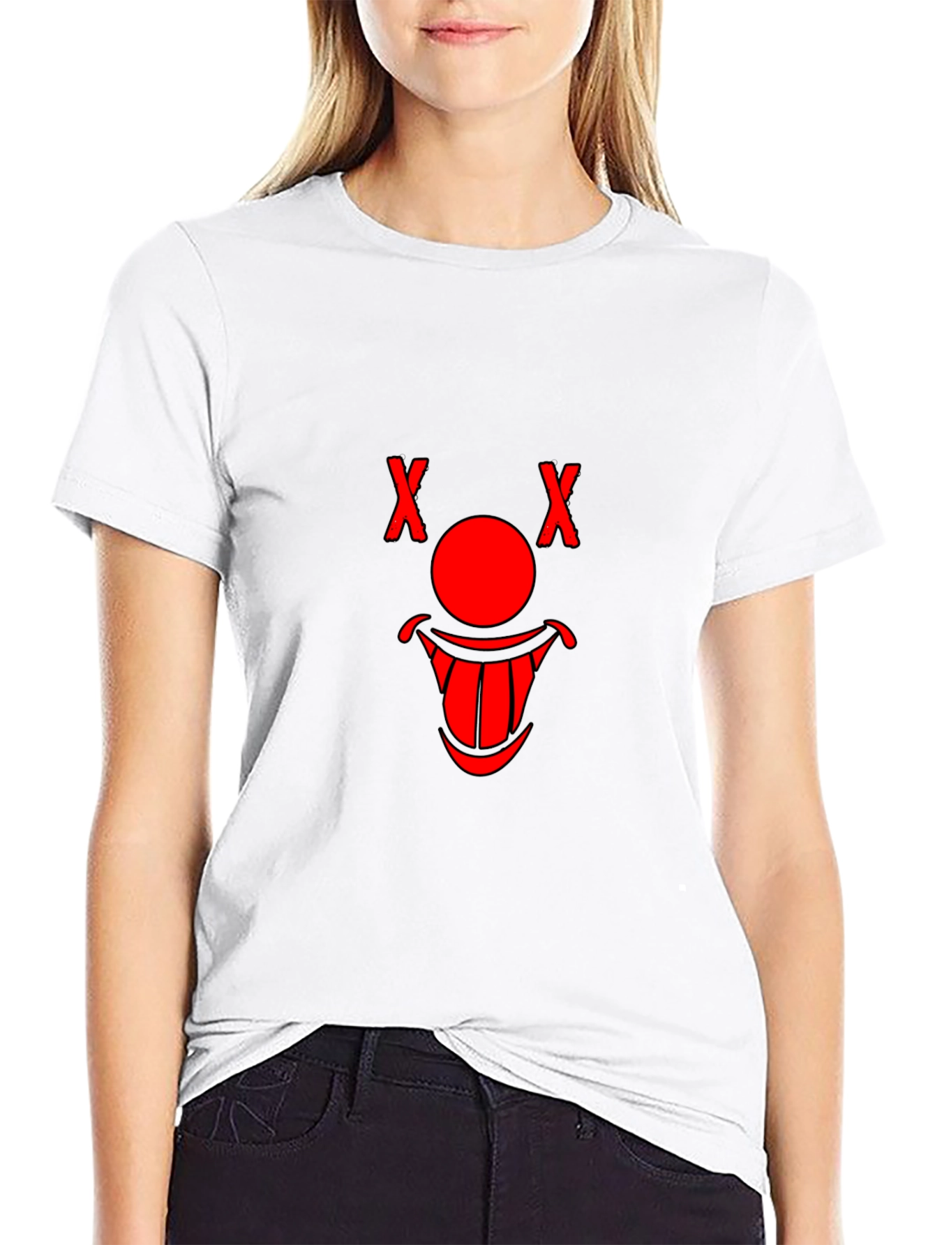 Creepy Clown Face Graphic T-Shirt - Black