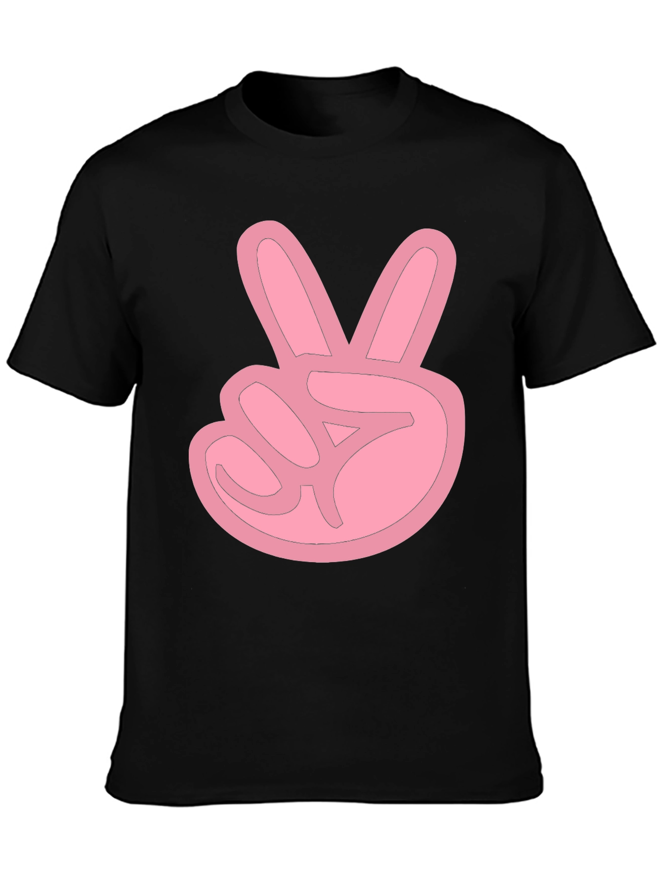 Pink Peace Sign Black T-Shirt