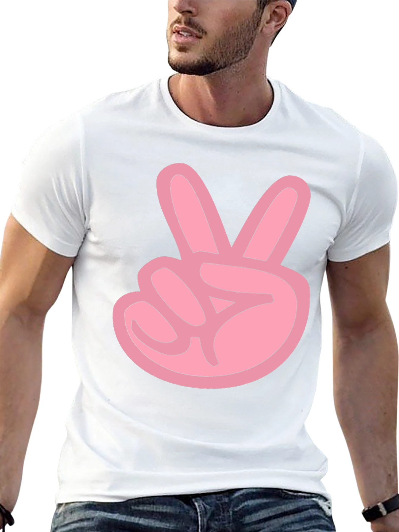 Pink Peace Sign Black T-Shirt
