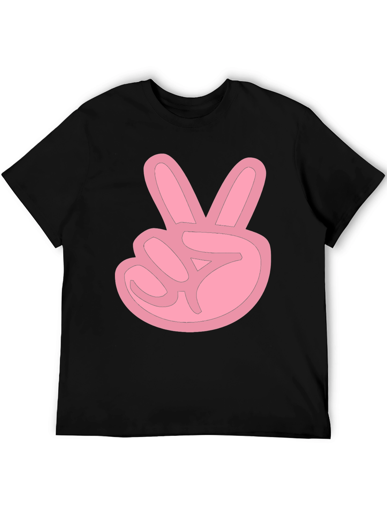 Pink Peace Sign Black T-Shirt
