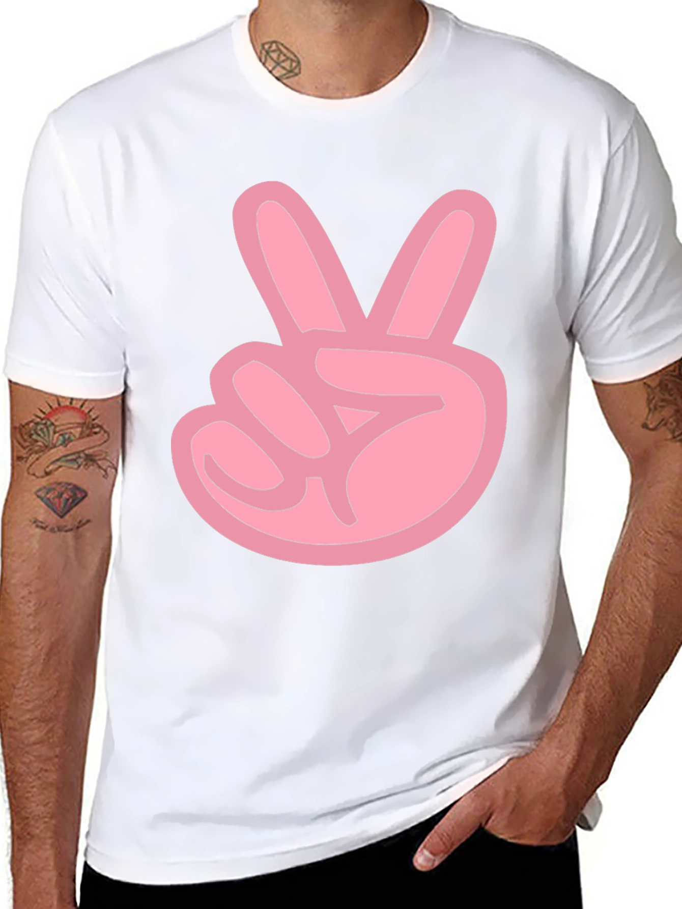 Pink Peace Sign Black T-Shirt