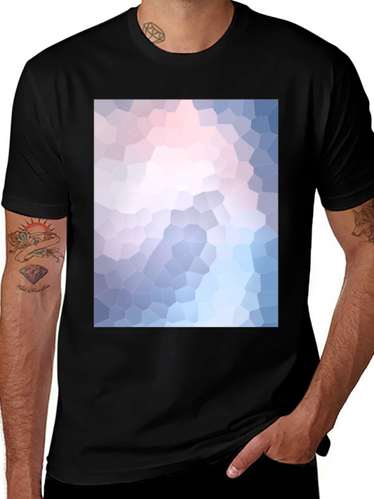 Abstract Mosaic Print Black T-Shirt