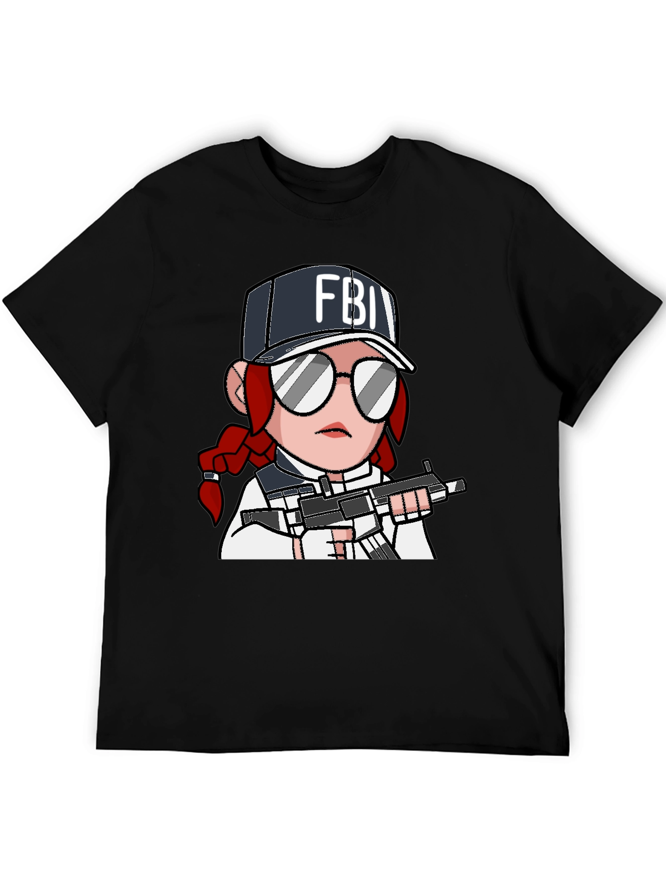 FBI Agent Cartoon Graphic T-Shirt
