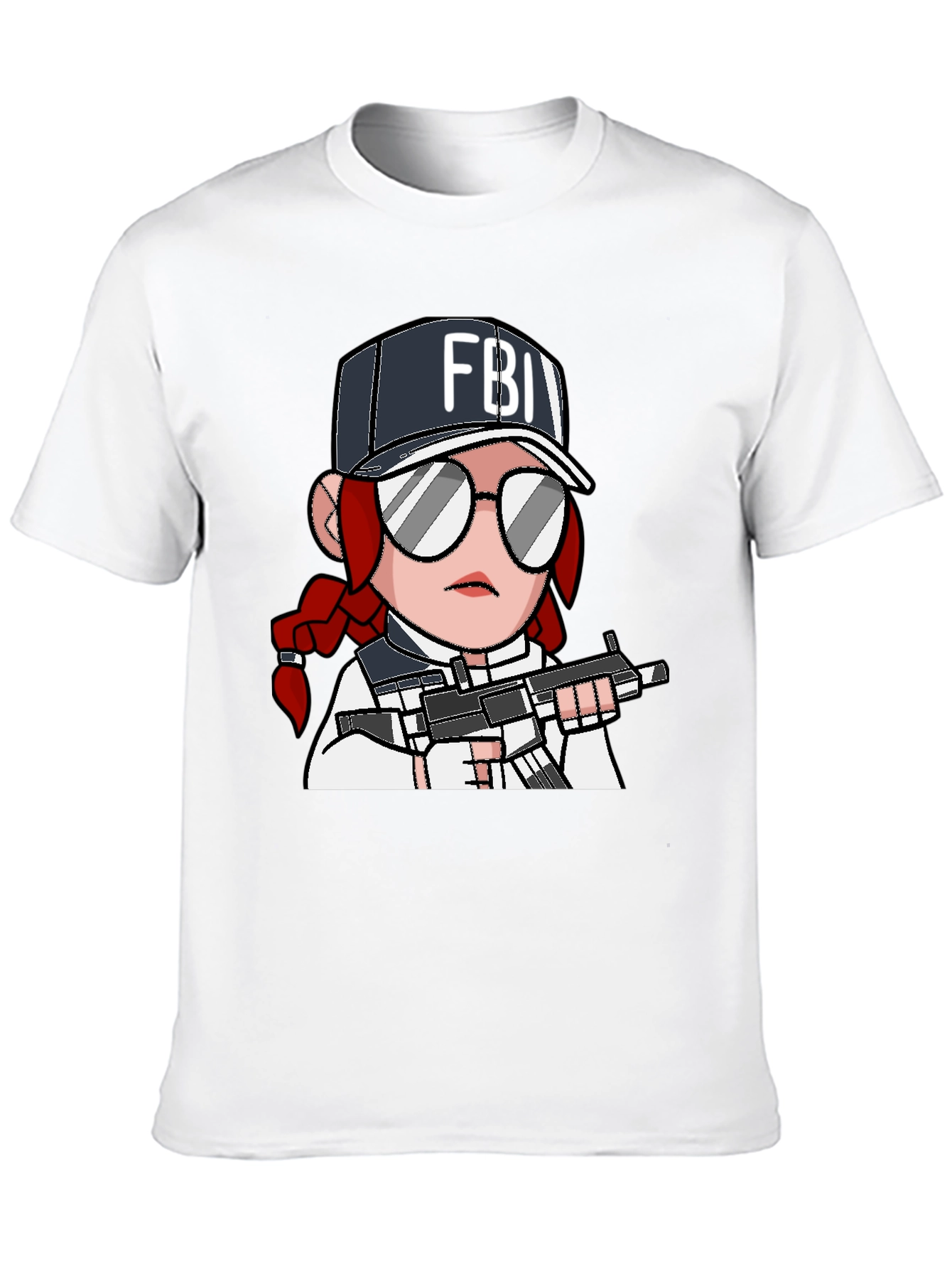 FBI Agent Cartoon Graphic T-Shirt