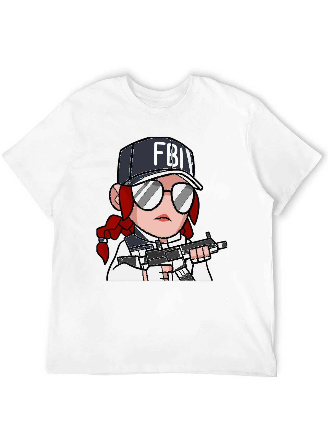 FBI Agent Cartoon Graphic T-Shirt
