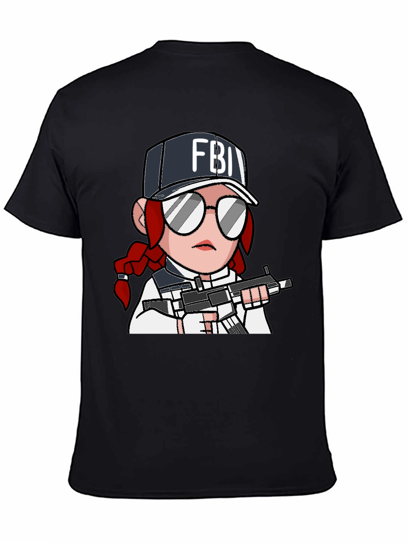 FBI Agent Cartoon Graphic T-Shirt