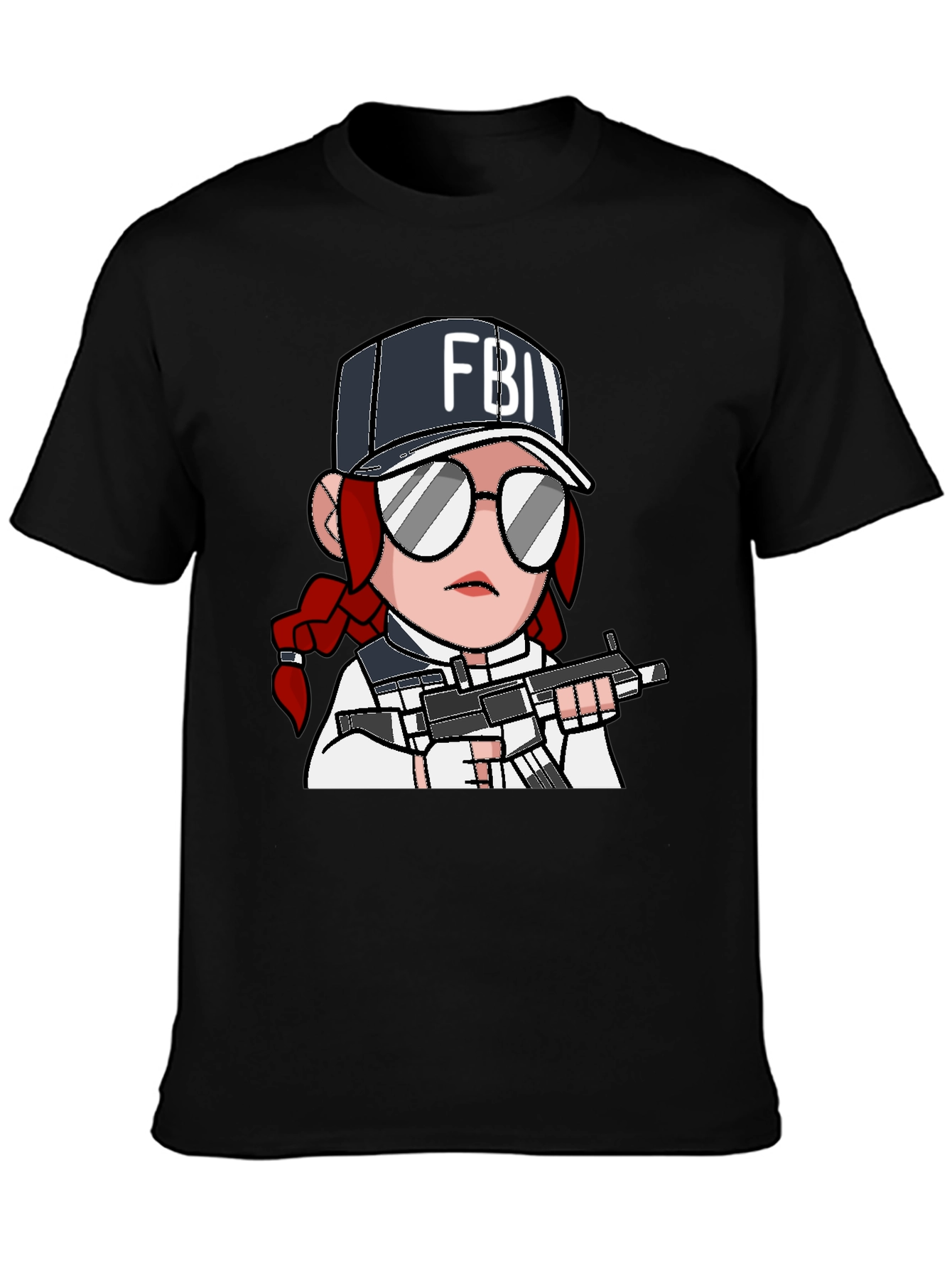 FBI Agent Cartoon Graphic T-Shirt
