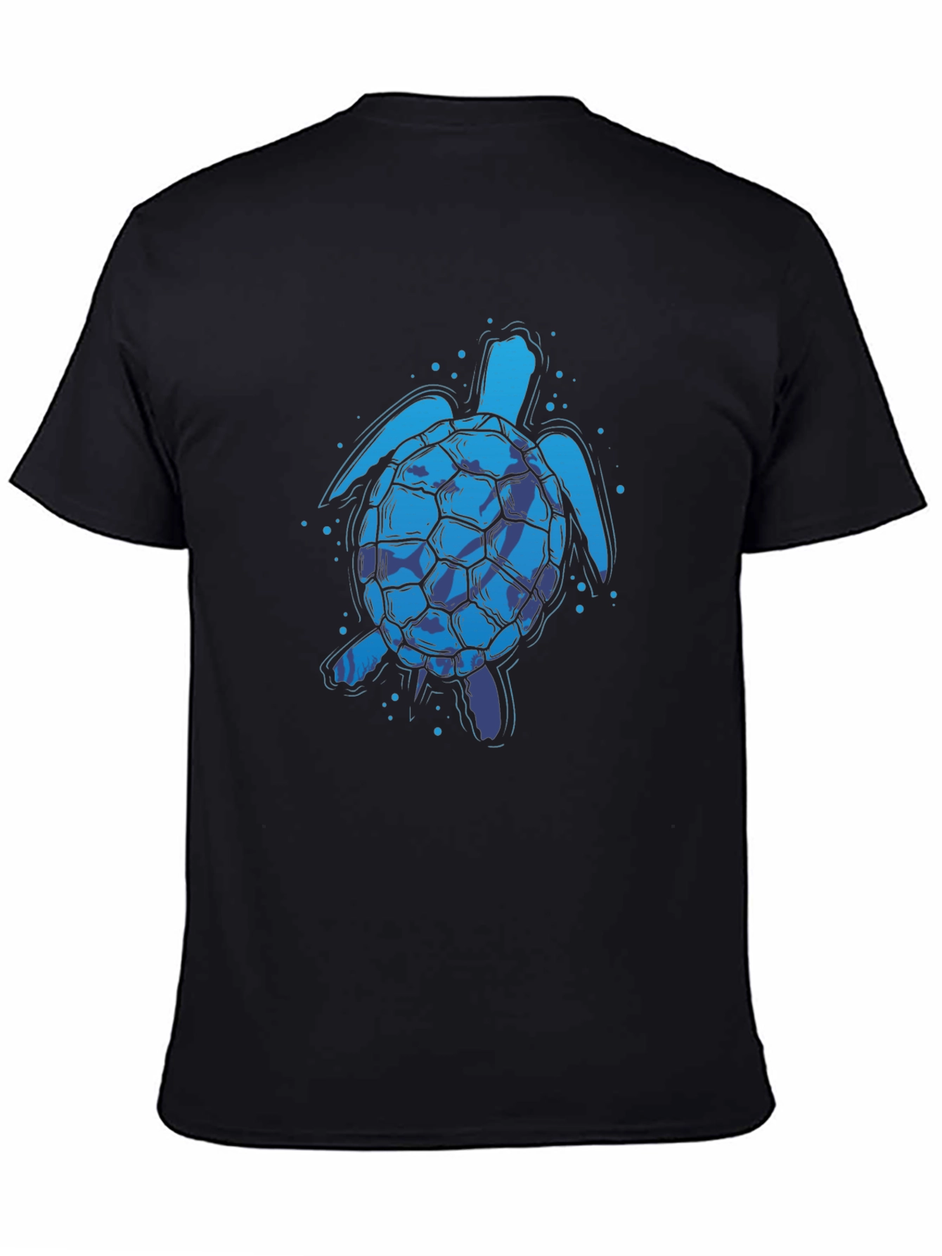 Blue Turtle Graphic Print Crew Neck T-Shirt