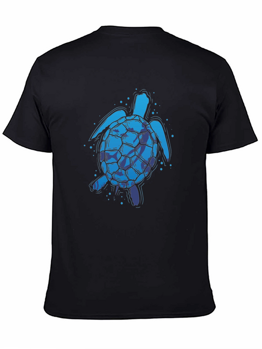Blue Turtle Graphic Print Crew Neck T-Shirt