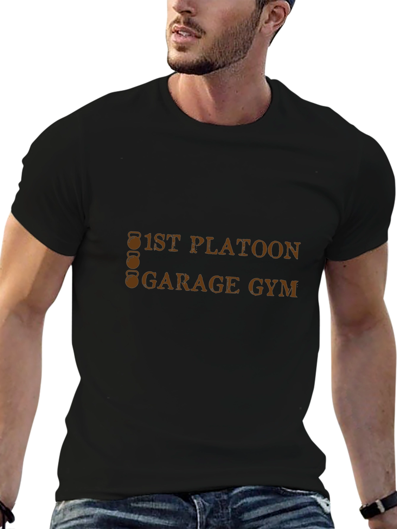 1st Platoon Garage Gym Black T-Shirt