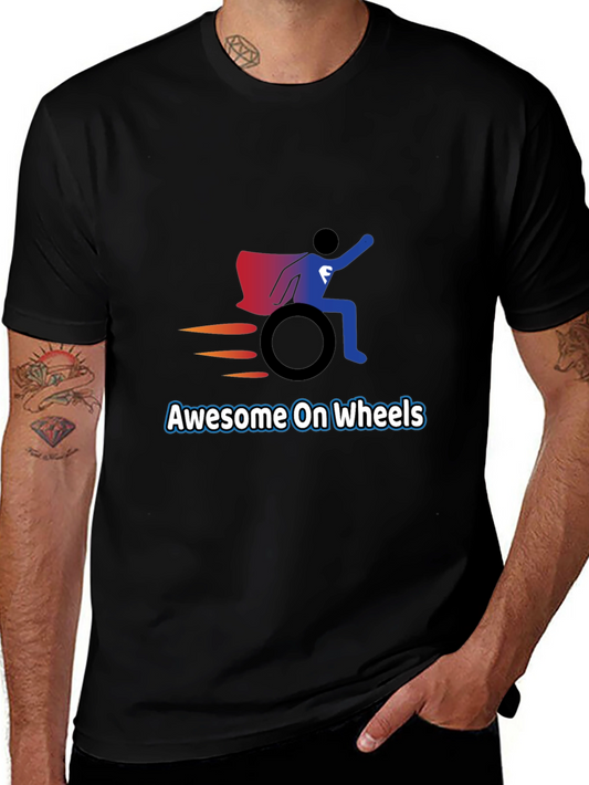 Awesome On Wheels Graphic Tee - Super Wheelchair Design