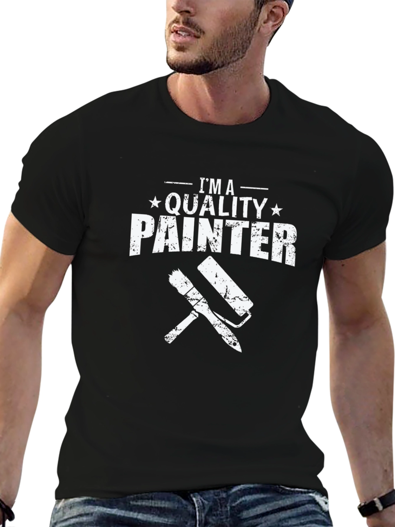 Quality Painter Graphic Tee - Black Cotton T-Shirt