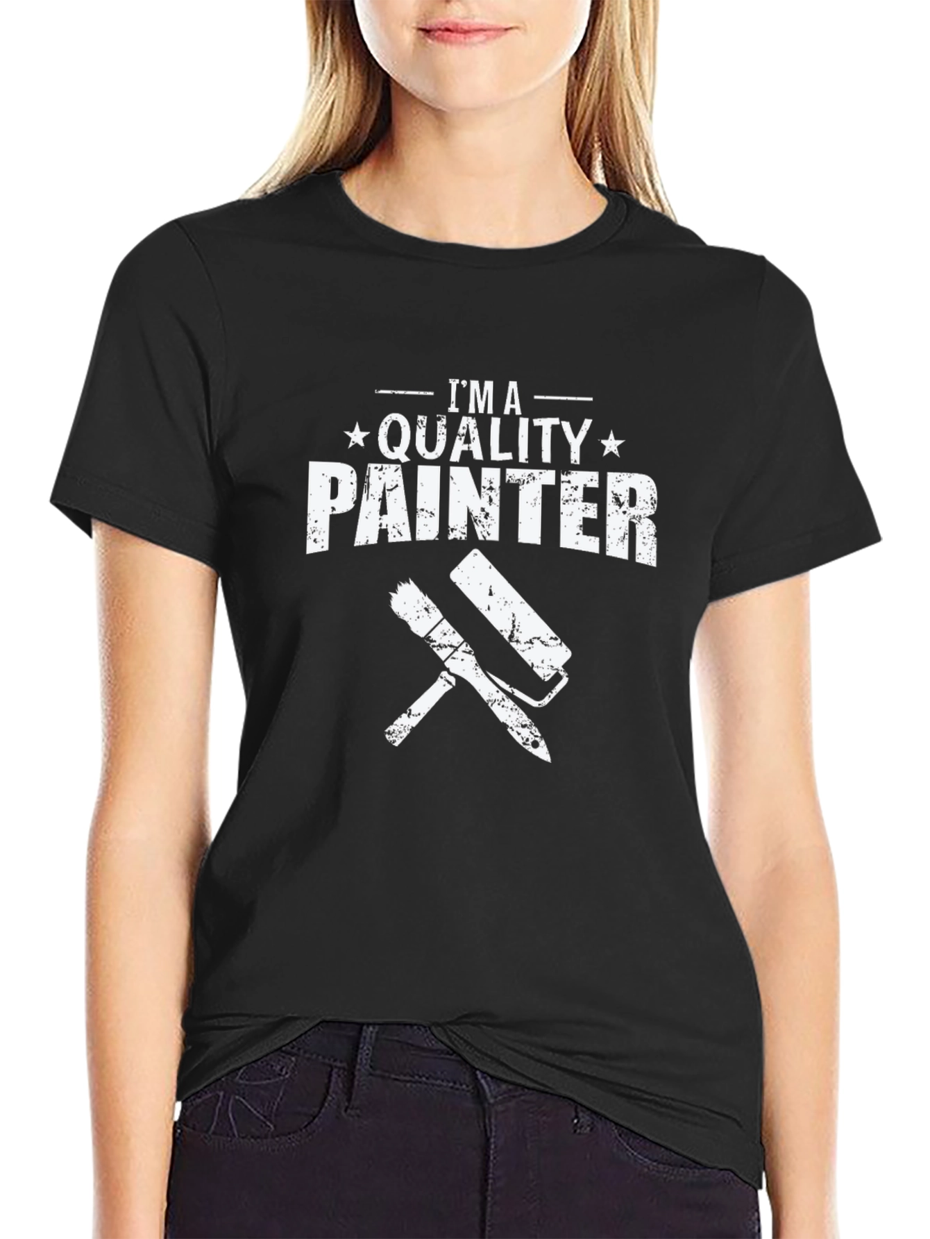 Quality Painter Graphic Tee - Black Cotton T-Shirt