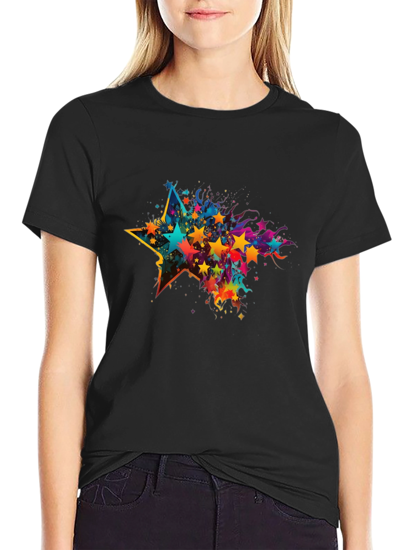 Star Splash Mens Black T-Shirt