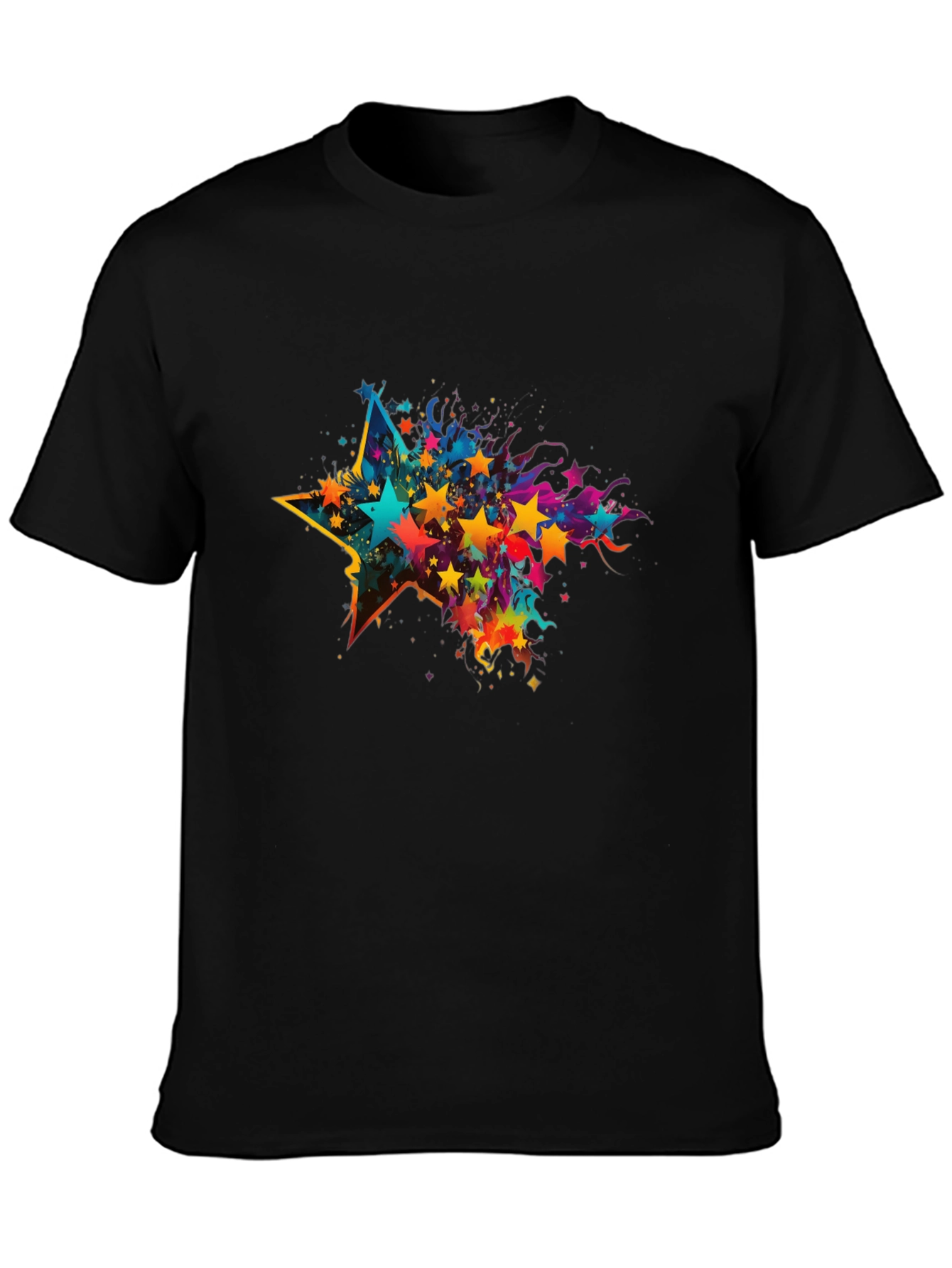 Star Splash Mens Black T-Shirt
