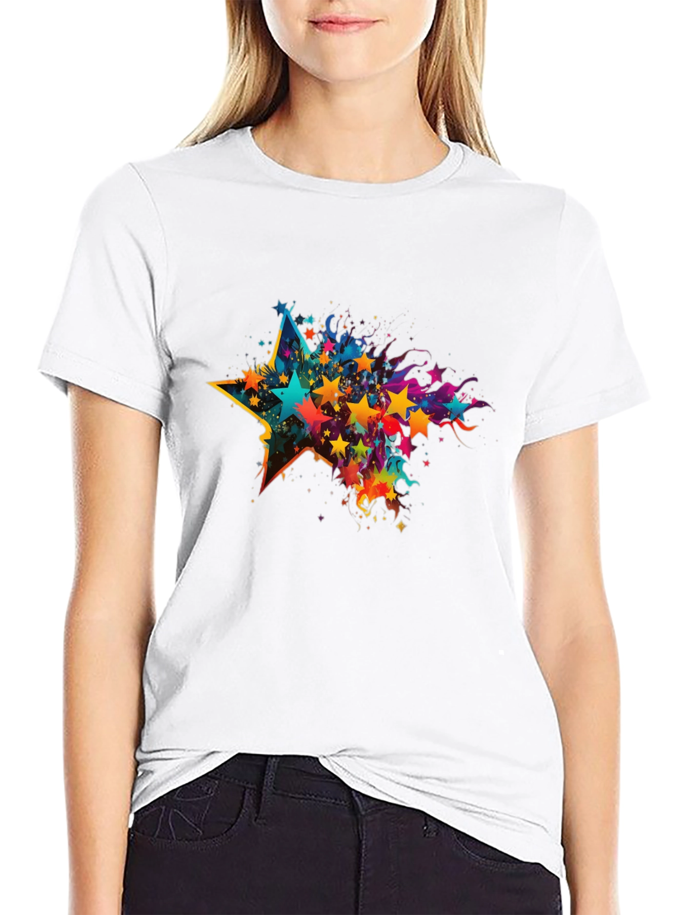 Star Splash Mens Black T-Shirt