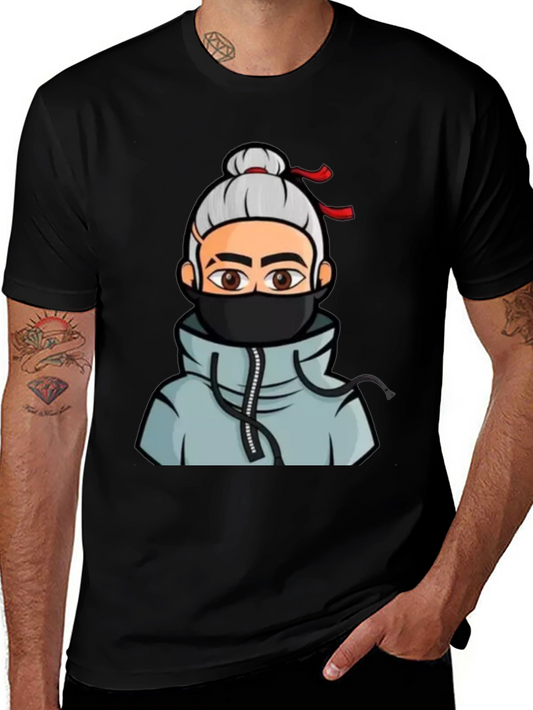 Anime Character Graphic Tee - Black Cotton T-Shirt