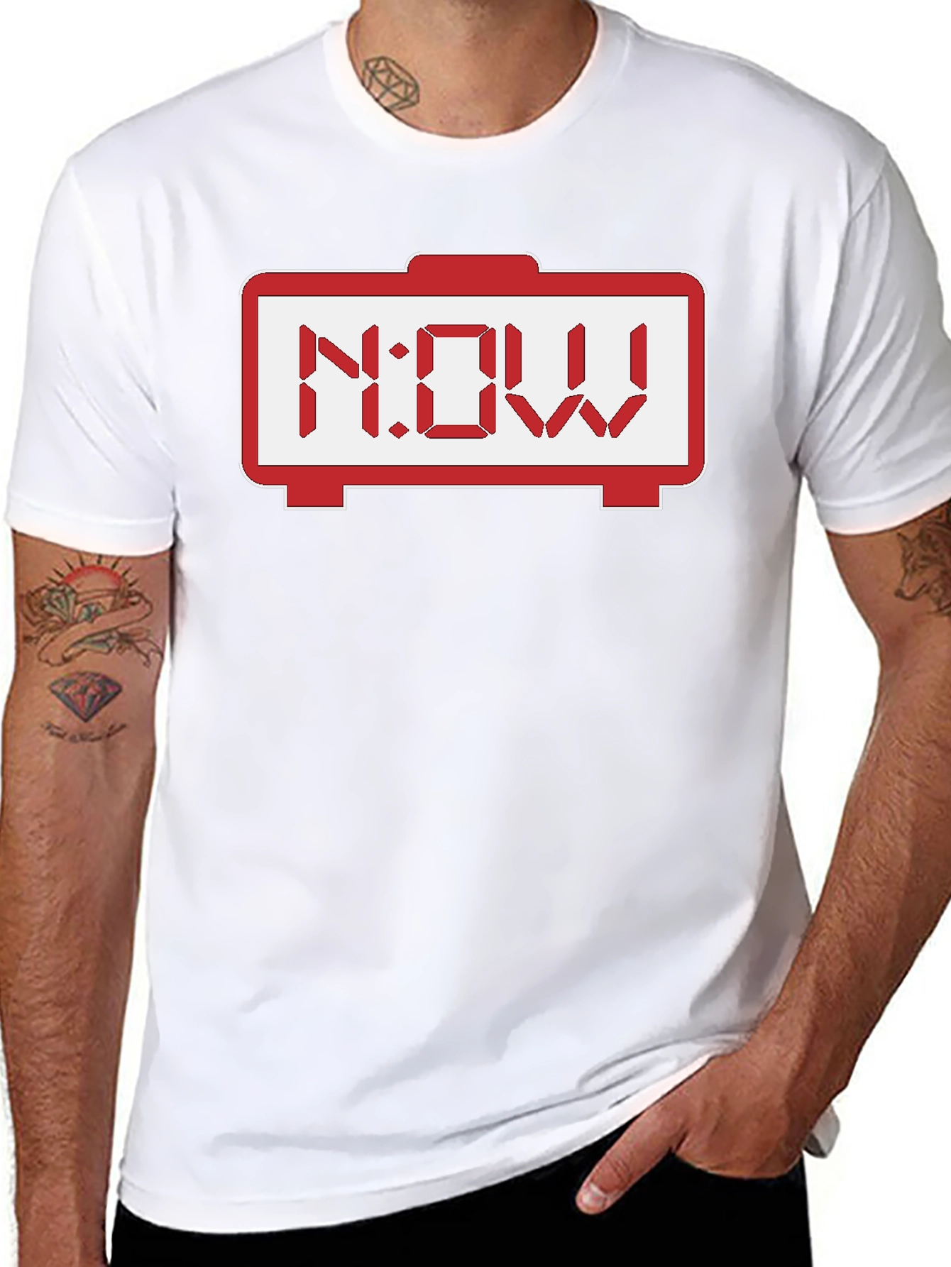 Retro Digital Clock NOW T-Shirt - Black