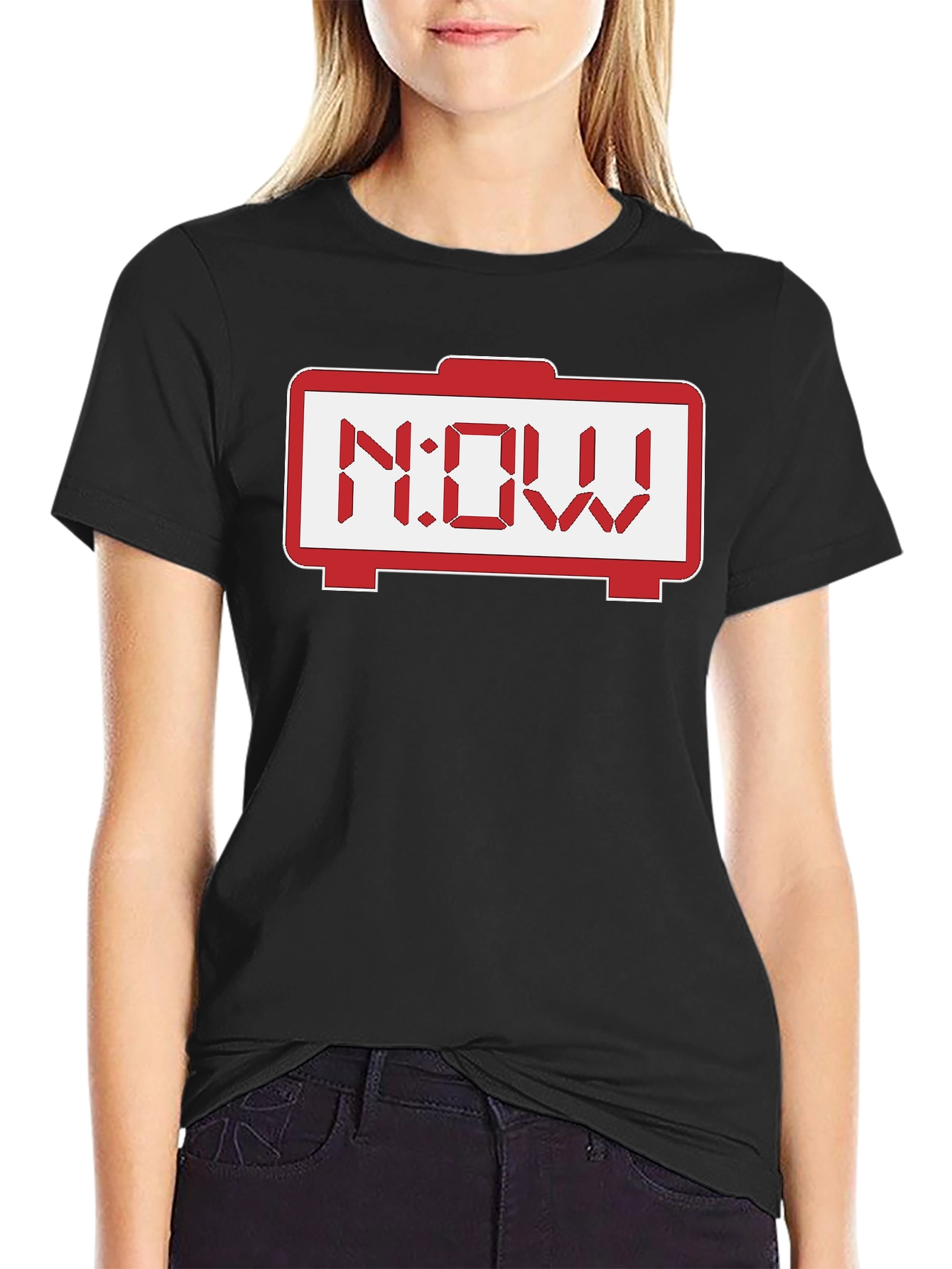 Retro Digital Clock NOW T-Shirt - Black
