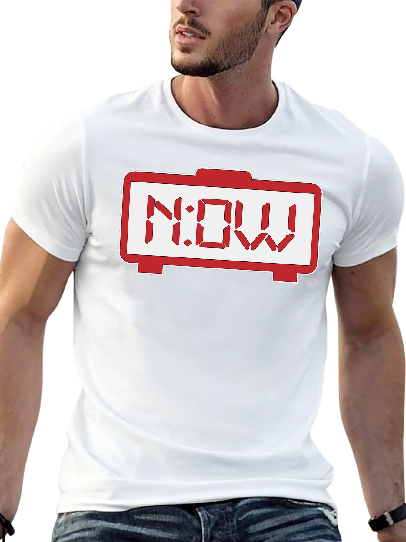 Retro Digital Clock NOW T-Shirt - Black