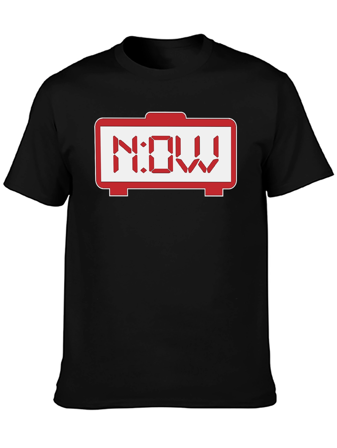 Retro Digital Clock NOW T-Shirt - Black