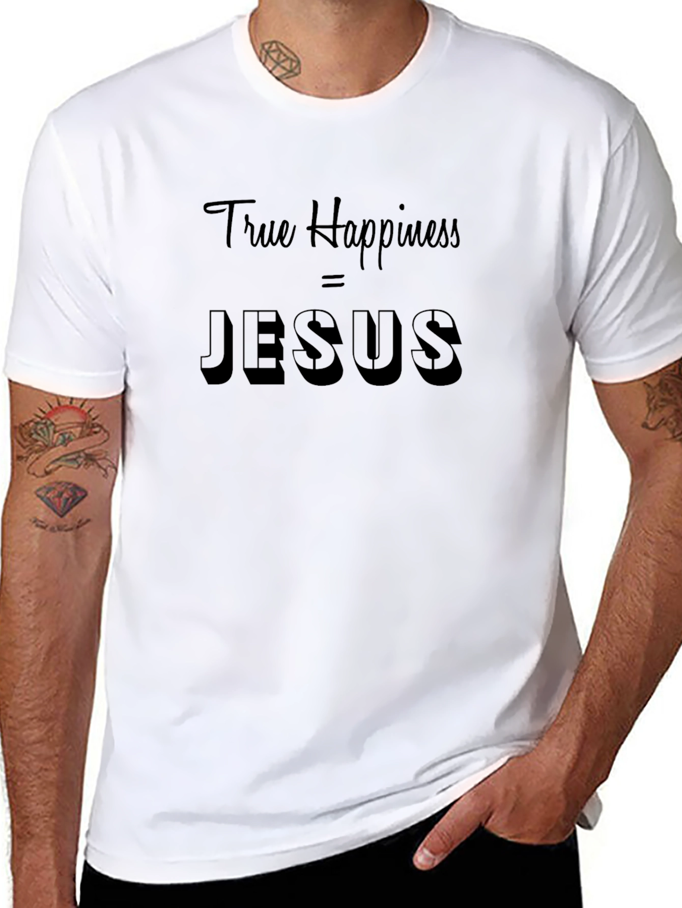 True Happiness = Jesus Black T-Shirt