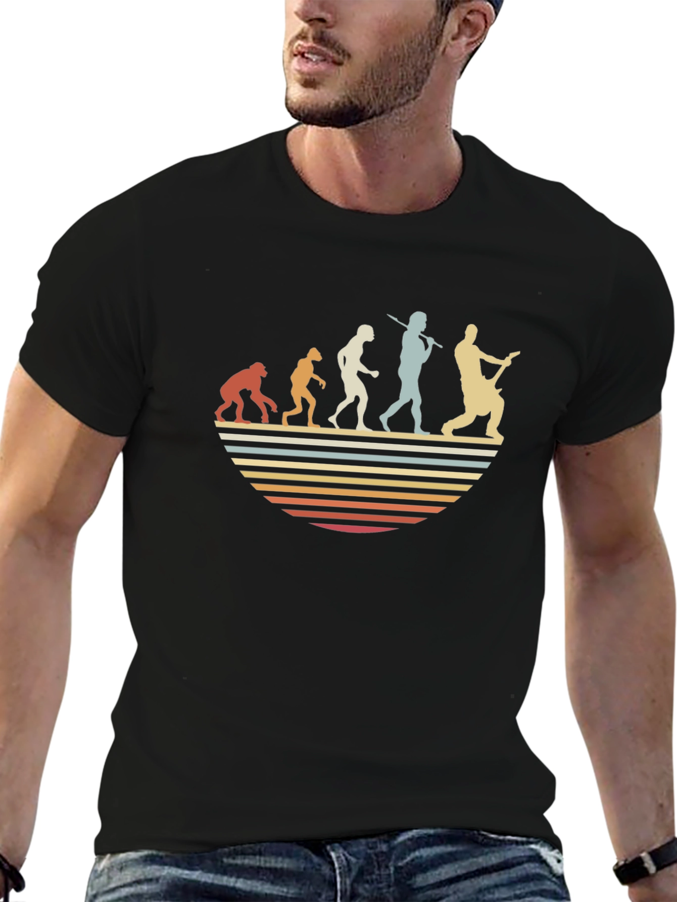 Evolution of Guitarist T-Shirt - Retro Design