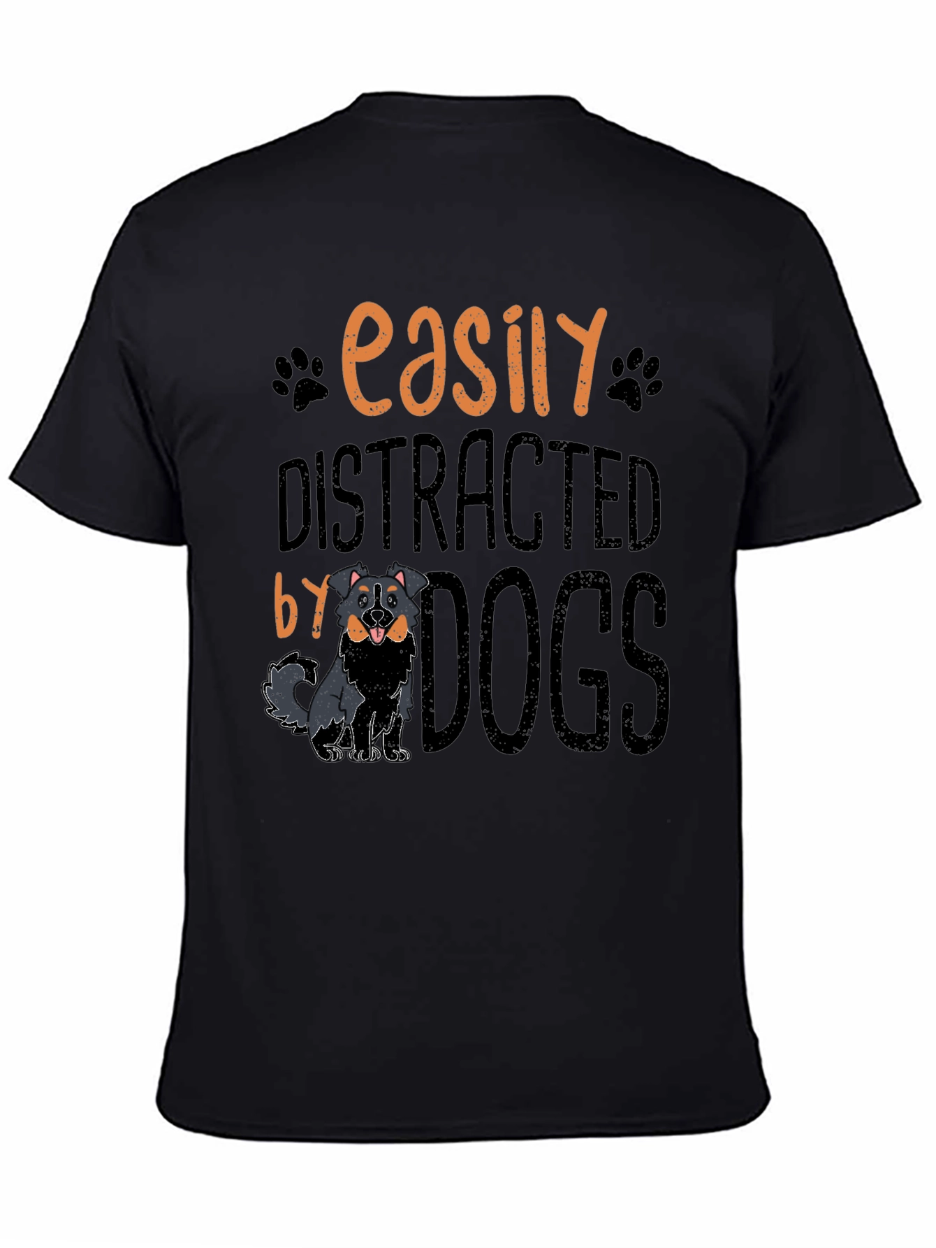 Easily Distracted By Dogs Black T-Shirt