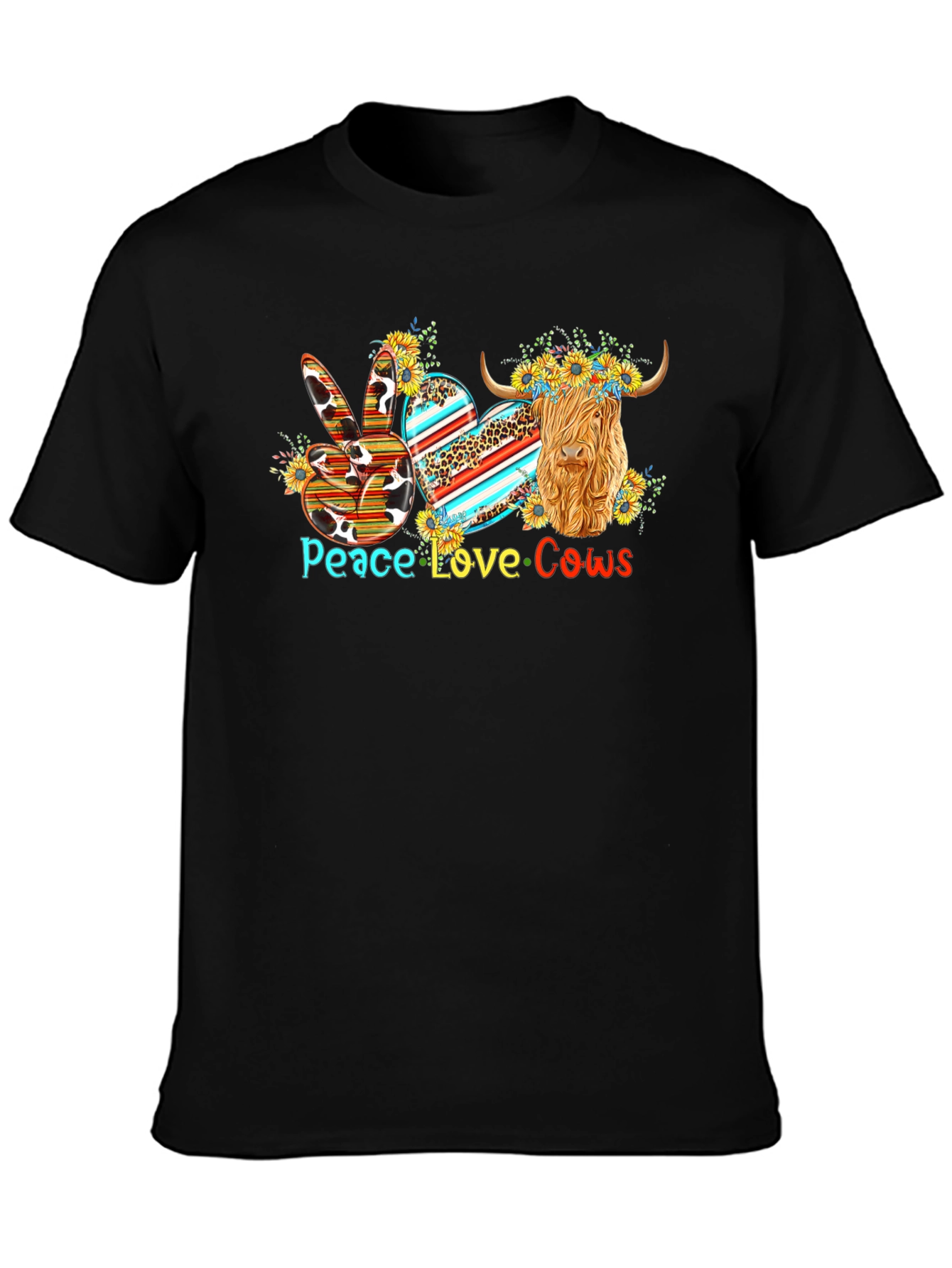 Peace Love Cows T-Shirt - Highland Cow Graphic Tee