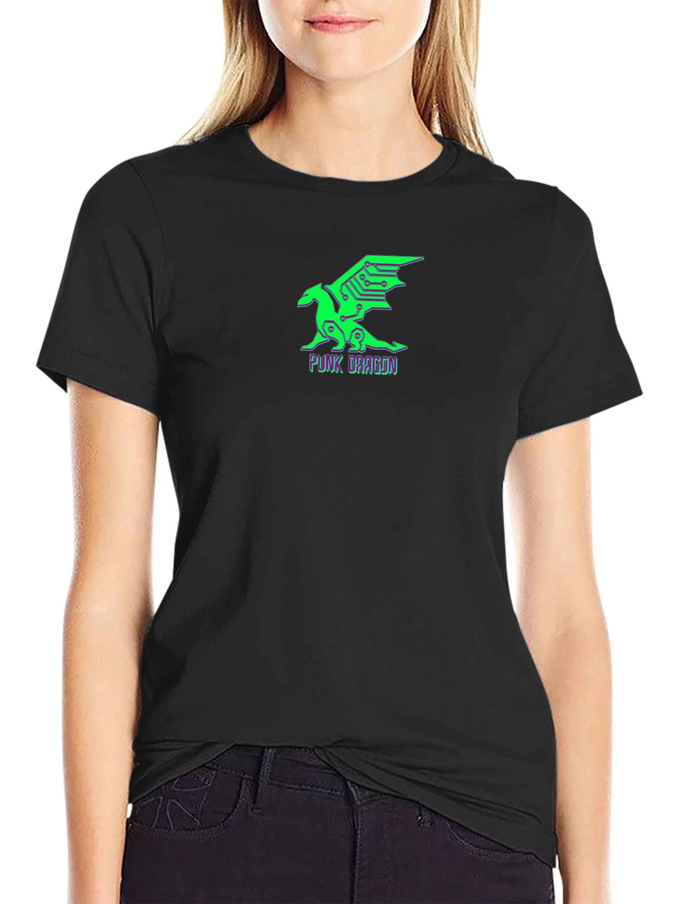 Cyberpunk Dragon Graphic Tee - Black