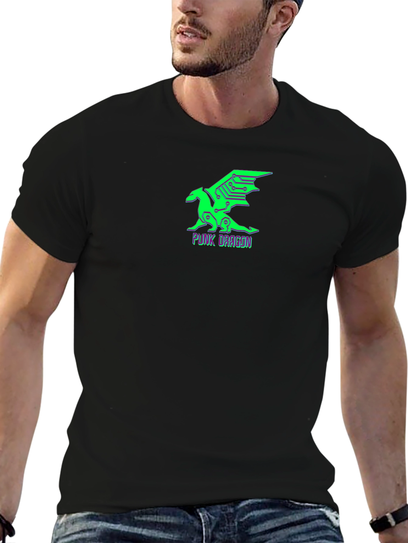 Cyberpunk Dragon Graphic Tee - Black