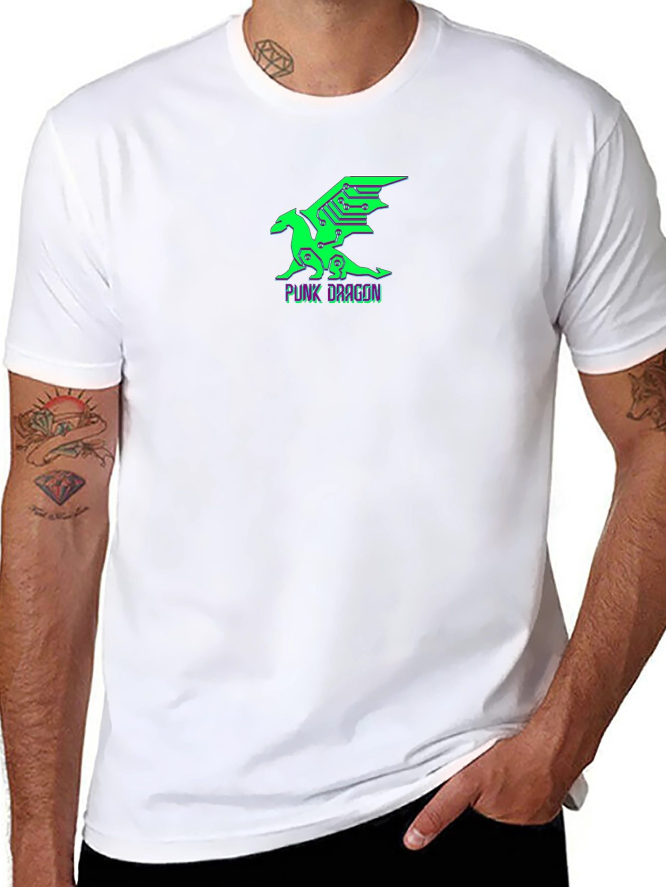 Cyberpunk Dragon Graphic Tee - Black