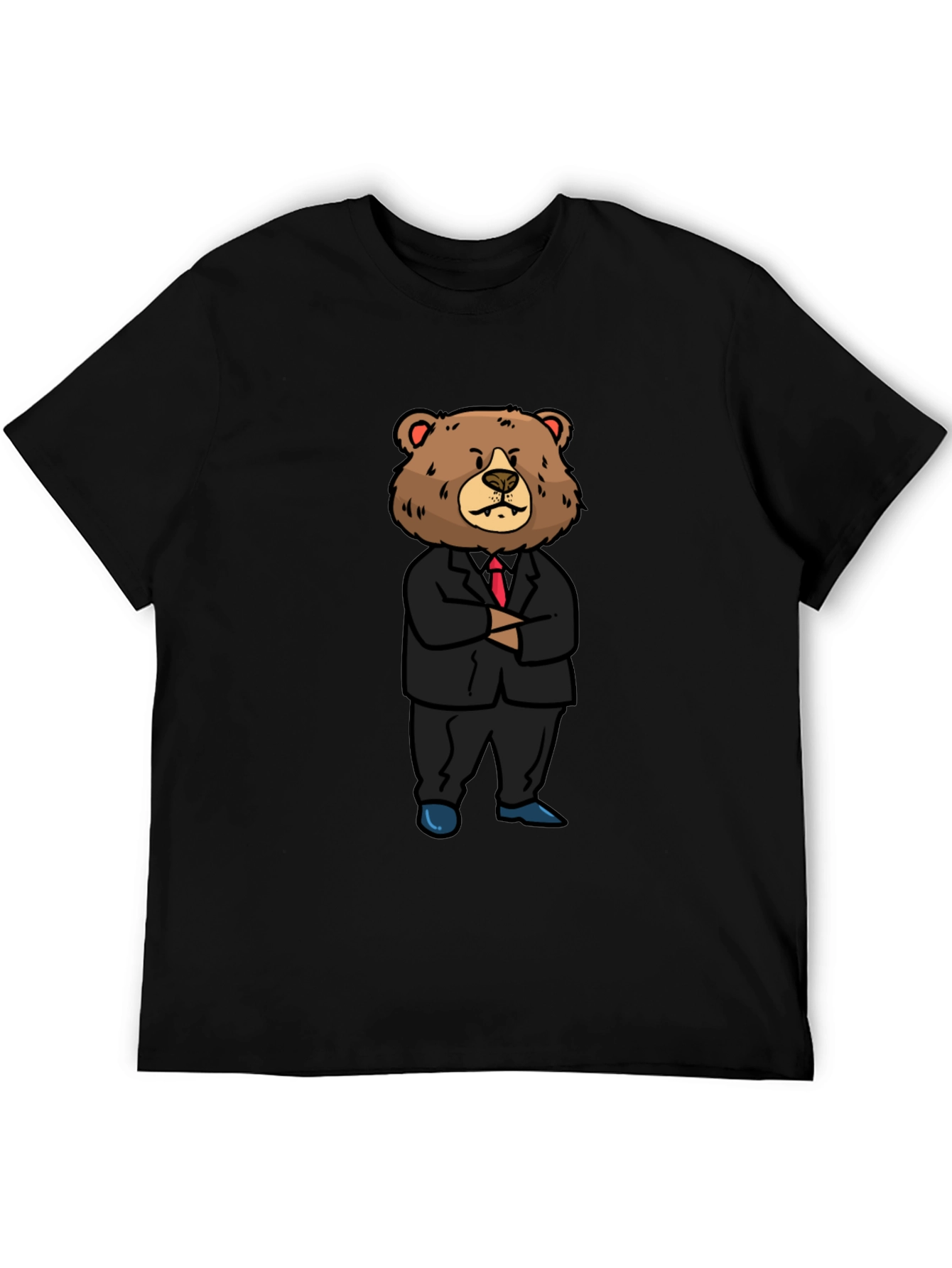 Bear in Suit Graphic T-Shirt - Black