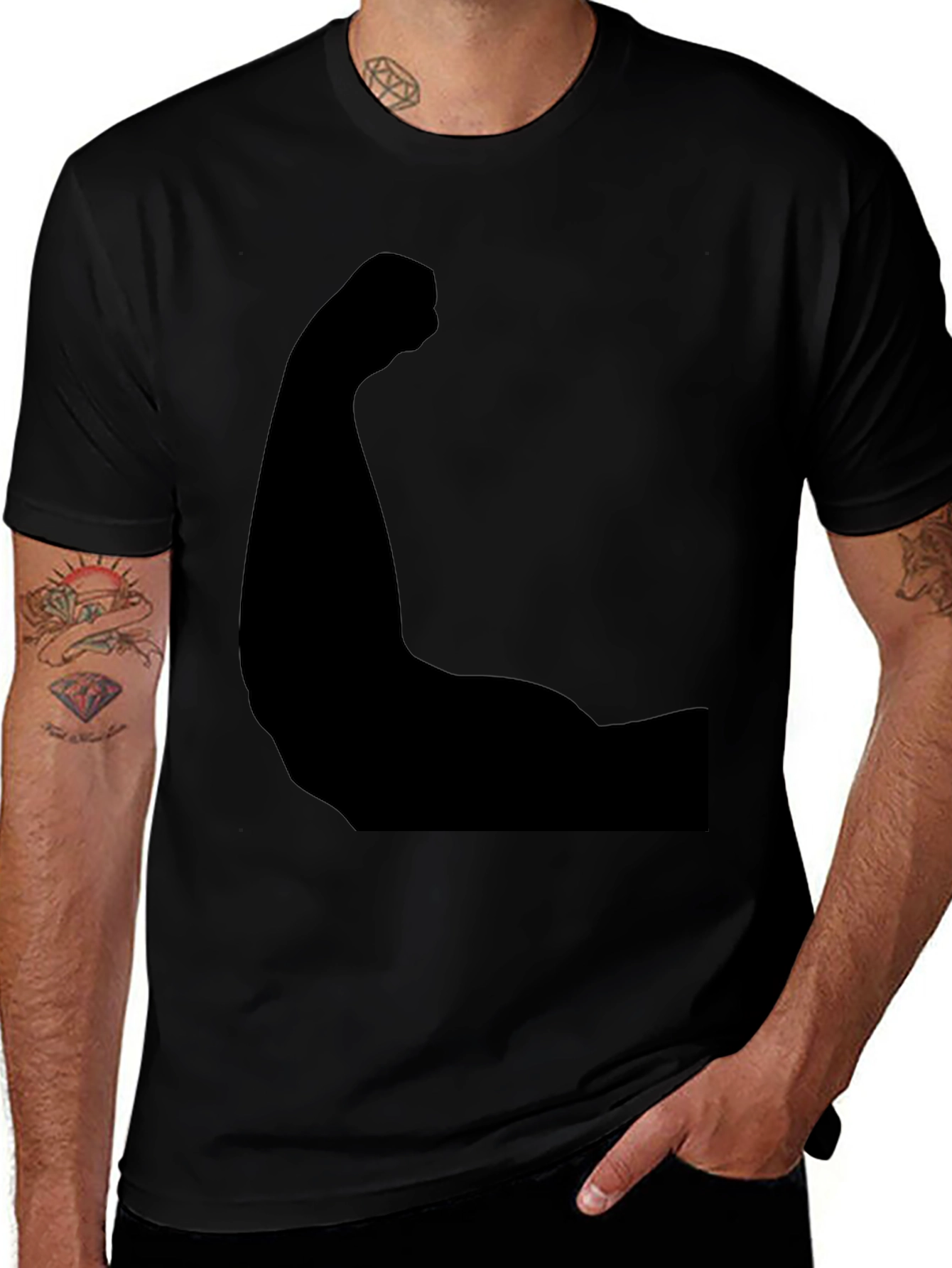 Black Arm Muscle Graphic Tee - Flex Your Style!