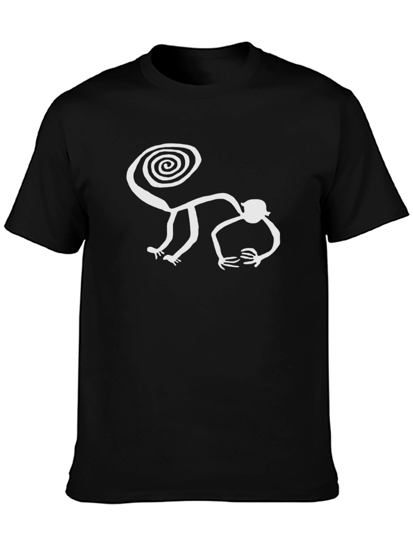 Nazca Lines Monkey Graphic Tee - Black Cotton Shirt